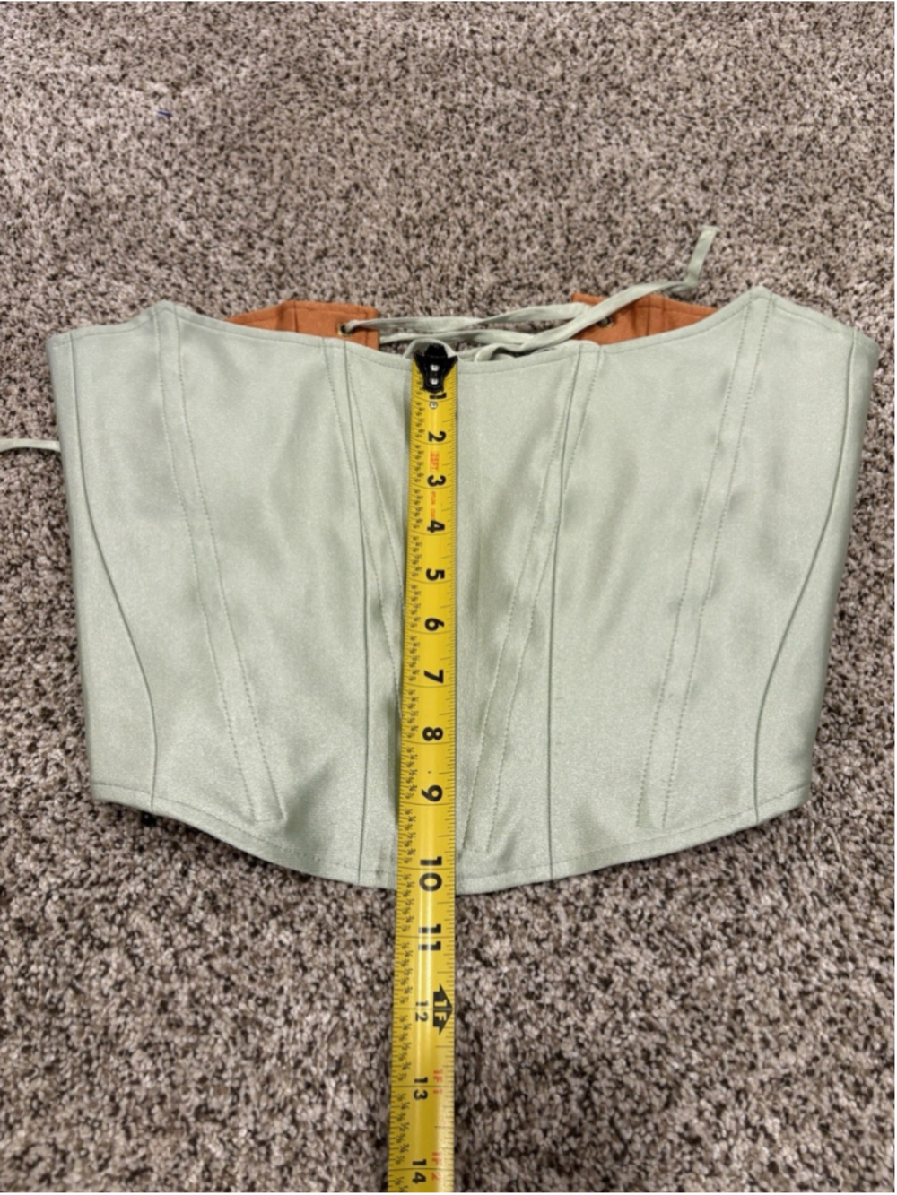 Rezek Studio Corset & Wide Leg Pants Set Green Satin Womens Size S - Picture 15 of 16